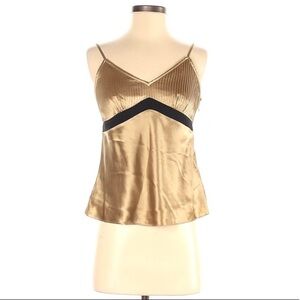 INC 4P gold silk lined pin tuck camisole blouse